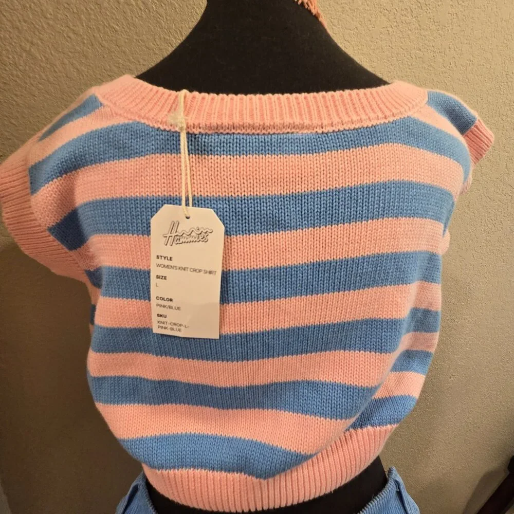 Hammies NWT Striped Sweatercrop top, matching Bell Bottoms and Ink Alloy Dangles - Picture 12 of 14